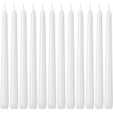 12팩 화이트 테이퍼 캔들 - 10인치 드리플리스 무연 및 무향 8시간 동안 태우기 키 큰 결혼식 디너 파티 홈 데코 생일 파티에 이상적입니다, White