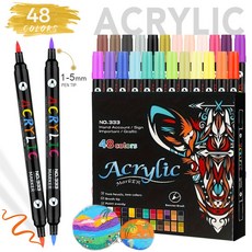 [반전] 생활방수 더블헤드 컬러 아크릴 마카펜세트, 1세트, 48색