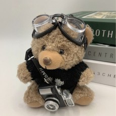 레주브 귀여운 뽀글이 곰돌이 고글 카메라 가방 인형 키링