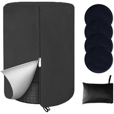 계절 보관용 대형 타이어 커버 33인치 직경 방수 방진 고강도 420D 유니버설 실내 실외기타이어 스태킹 4개 보관 블랙, 28 inch Black