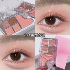 DaimAnpu 水月六色眼影盤 腮紅盤 修容盤 高光澤提亮 珠光細閃眼影 低飽和霧面 純欲天花板 初戀妝 庫柏醬萌選, 1個, 02#蜜桃奶杏