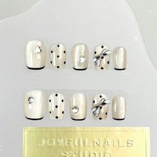 美甲貼片穿戴甲夏季甜酷風美甲片可拆卸貓咪星星蝴蝶結假指甲短款, 1個, BY1627眉清目秀:膠水款