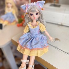 30cm 6分 BJD 娃娃 3D 真眼 換裝女孩娃娃, 1個, 藍小碟（送手組）