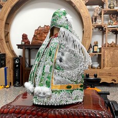 專利A級高CP質鑲玉龍袍_銀綠，高貴不貴超美錦緞材質鑲玉雪衣，觸感細膩柔軟舒適, 1個, 更大尺寸歡迎諮詢詢問