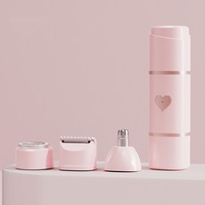 3in1 미니 전동 제모기 여성용 휴대용 면도기 코털 눈썹 라인 정리 USB충전식 무통증 제모기, 핑크