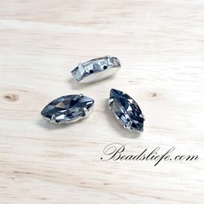 뽀트 모양 글라스 캡보석 백금도금, 블랙다이야, 5-10mm(30개), 1개