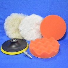 拋光6件組 汽車美容海綿拋光盤5吋打蠟組 自粘式汽車打蠟海綿拋光輪【DN384】, 1套, 如圖