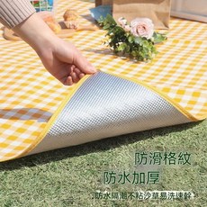 妃雪森 加厚彩膜野外露營墊 戶外野餐墊 草坪墊 防潮墊, 】黃色格-耐裝耐用防潮防曬