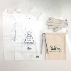 플로깅 줍깅 쓰담KIT 3인용 챌린지 캠페인 집게 장갑 플로깅백, 3개, 1세트