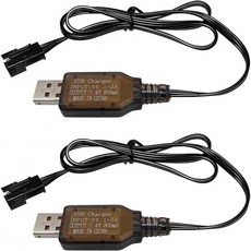 2PCS 7.4V 800mA USB 충전 케이블 RC 굴착기 트럭 탱크 Huina 1575 엔지니어링 차량용 SM3P 플러그 커넥터 포함DE43 DE60 토이카 배터리 충전기