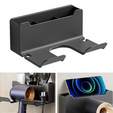 무타공 소품 수납 드라이기 걸이 빗 면도기 꽂이 깔끔정리 선반 화장실 욕실 거치대 홀더, 상세페이지참조, 백포켓수납 무타공드라이기거치대(화이트)