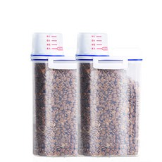 슈슈펫 반려동물 사료보관통 2.5리터 + 계량컵, 투명, 2.5L, 2개