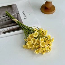 수국 알륨 조화 인테리어 부쉬 다발 장식 꽃 촬영 컬러, 6송이 옐로우 코스모스 손잡이