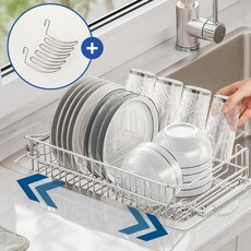 하우스글란츠 304올스텐 설거지 식기건조대+미니거치대+논슬립패드 세트, 1세트, 와이드A형+304드라이닝랙, 1단