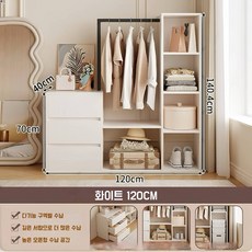 다용도 침실 서랍장 수납장 일체형 시스템행거 드레스룸 세트, 그레이