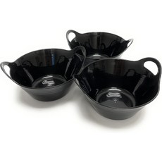 손잡이가 달린 민트라 가정용 플라스틱 그릇970ml 소형 3pk 검은색 - 6.75인치W x 3inH 간식 사탕 팝콘 선물 바구니 가벼운 파티용 서빙 그릇 3팩, 970ml Small 3pk, Blue