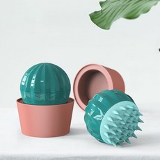 Tiger Pavilion 반려동물 선인장 모양 마사지 브러쉬, 그린 + 브라운, 1개
