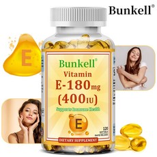 비타민 E 400 IU 소프트캡슐 - 천연추출물 180mg 강력한 영양 미백 면역증강 피부미용, 1개, 60회분
