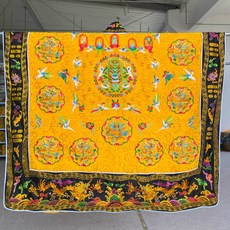 適暢專營 道家法衣 高功降衣 雙龍衣 五龍衣 道服 道袍 套裝 薄款 黃色, 1個, 140尺碼適合身高180左右穿