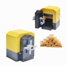 자판기 장난감 금고 만들기 블록 ATM DIY, 옐로우 안전 10 골드