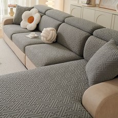 E Home 簡約四季通用彈力沙發套, 1個, 清靈-深灰,套餐一坐墊套:3個單人+貴妃