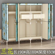 조립식 문달린 간이 옷장 비키니옷장 자취방 이불장 접이식 원룸 드레스룸, 190cm 난초 + 서랍