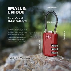 臺灣爆款 TSA海關鎖 多彩配色鋼絲繩密碼鎖 行李箱鎖 儲物櫃鎖 健身房鎖, 紅色, 1個