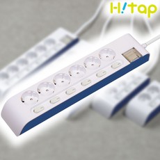 현대일렉트릭 하이탭 6구 개별스위치 멀티탭 2800W 국내생산, 1개, 1.5m, 화이트+네이비