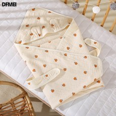 DFMEI 嬰兒抱被 0-1歲純棉紗布包被 四層縐布蓋毯產房包單 襁褓巾, 小蘋果