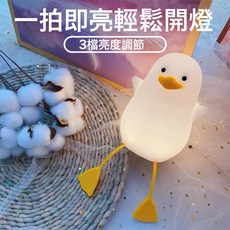 守護星拍拍小夜燈硅膠臥室睡眠檯燈護眼嬰兒光氛圍夜燈禮物小禮品, 長腳鴨, 1個