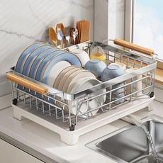 UNIQUEZON 304 올스텐 자동 물빠짐 식기 건조대 주방 통풍 무타공 수납 정리 설거지 선반 1단, 1개