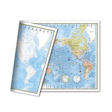 블루 세계지도: 소형 양면코팅형(110-BL)(80x110), 1번_블루 세계지도 소형 코팅형 110-BL