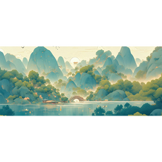 GUEFOON日常辦公桌墊簡約款, 1個, 國風山水小號260*210*2mm:如图所示（53861）