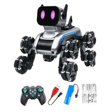 GHSHOP 음악 LED 눈을 가진 스마트 RC 로봇 장난감 개 어린이 교육 장난감 원격 제어 로봇 개 장난감 성인을위한 전자, 25cmx16cmx17cm, ABS 전자 부품, 리모콘, 1개