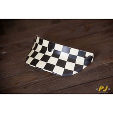 P&J 捷寶 復古通用型帽沿 賽車格黑白格帽簷, 乳白/黑格, 1個