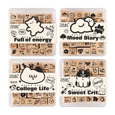 보스케 데일리 테마 원목 스탬프 세트, 스쿨 라이프, 1박스