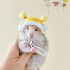 소동물 미니 패션 모자 햄스터 니트 캡 끈조임 촬영 액세서리, 꿀벌, 1