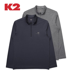 [백화점발송] K2 남성 긴팔 티셔츠 스트라이프 반집업 메쉬 긴팔티 간절기 여름 트래킹 등산 캠핑 아웃도어