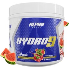 Alpha Supps Hydro 9 아미노 | EAA + 하이드레이션 포뮬러 | BCAA 및 전해질 함유 필수 아미노산 EAAs 파우더 30회 분량 - 쥬시 워터멜론, 1개