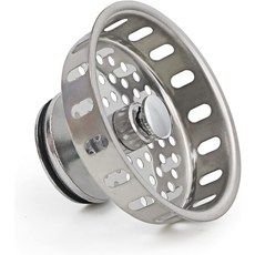 하이크래프트 97343 표준 배수구용 주방 싱크대 바구니 스트레이너 교체3-14인치 스테인리스 스프링 스틸 클로저 및 고무 스토퍼, 1 Count (Pack of, Replacement Basket