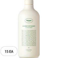 베베숲 홈 코튼앤크림향 세탁세제 본품, 1L, 15개