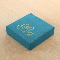 AIRASI 사각 쿠션 두꺼운 다다미 좌식 방석 메모리폼 큰 대형, 레이크 블루 자수_길이40 폭40 높이6 cm