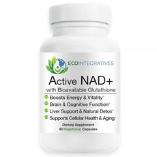 뇌영양제 뇌건강영양제 EcoIntegratives 생체 이용 가능한 글루타티온이 함유된 활성 NAD+ - 에너지 뇌 및 세포 지원 보충제 RiaGev 부스터 + Provail, EcoIntegratives 생체 이용 가능한 글루타티, 1개