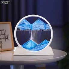 DFMEI 輕奢3D流沙畫擺件解壓沙漏桌面裝飾品擺件男女禮品禮物高級裝飾品, 白框藍色