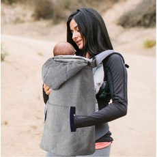 附帽背巾披風 腰凳背巾防風毯 防風防雨斗篷 刷毛保暖斗篷 腰凳防風毯 防雨罩 推車毯 嬰兒背巾披風, 灰色附帽（小baby用不防水）