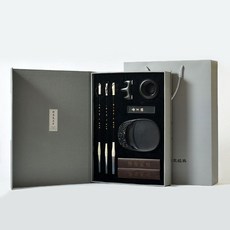 文房四寶套裝：專業級書法筆墨紙硯套裝，含狼羊兼毫毛筆、精緻硯臺筆架, 1個, 套餐一【不帶毛筆掛】