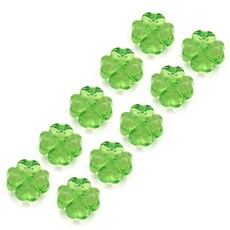 오너킹 네잎클로버 비즈 구슬 클로바 키링 만들기 재료, 10개, 투명초록