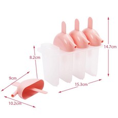 家用 冰棒模具 DIY 帶蓋 粉色 四支裝, 1個