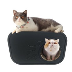 내구성이 좋은 고양이 스크래쳐 4면 사용 튼튼한 무독성 골판지 숨숨집 하우스형, 1개, 네이비