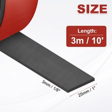 6M 네오프렌 고무 스트립 충격 흡수 가스켓 자체 접착 고체 시트 DIY 공예 씰링 날씨, 3000mmx25mmx3mm 1